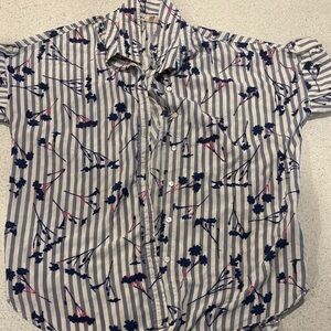 Jane and Delancey Blue and Pink Striped Blouse